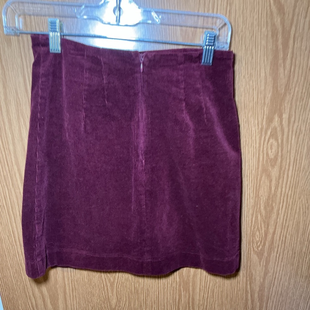 Altar’d State Burgundy Corduroy Button-Front Mini Skirt – Size S - Picture 4 of 4